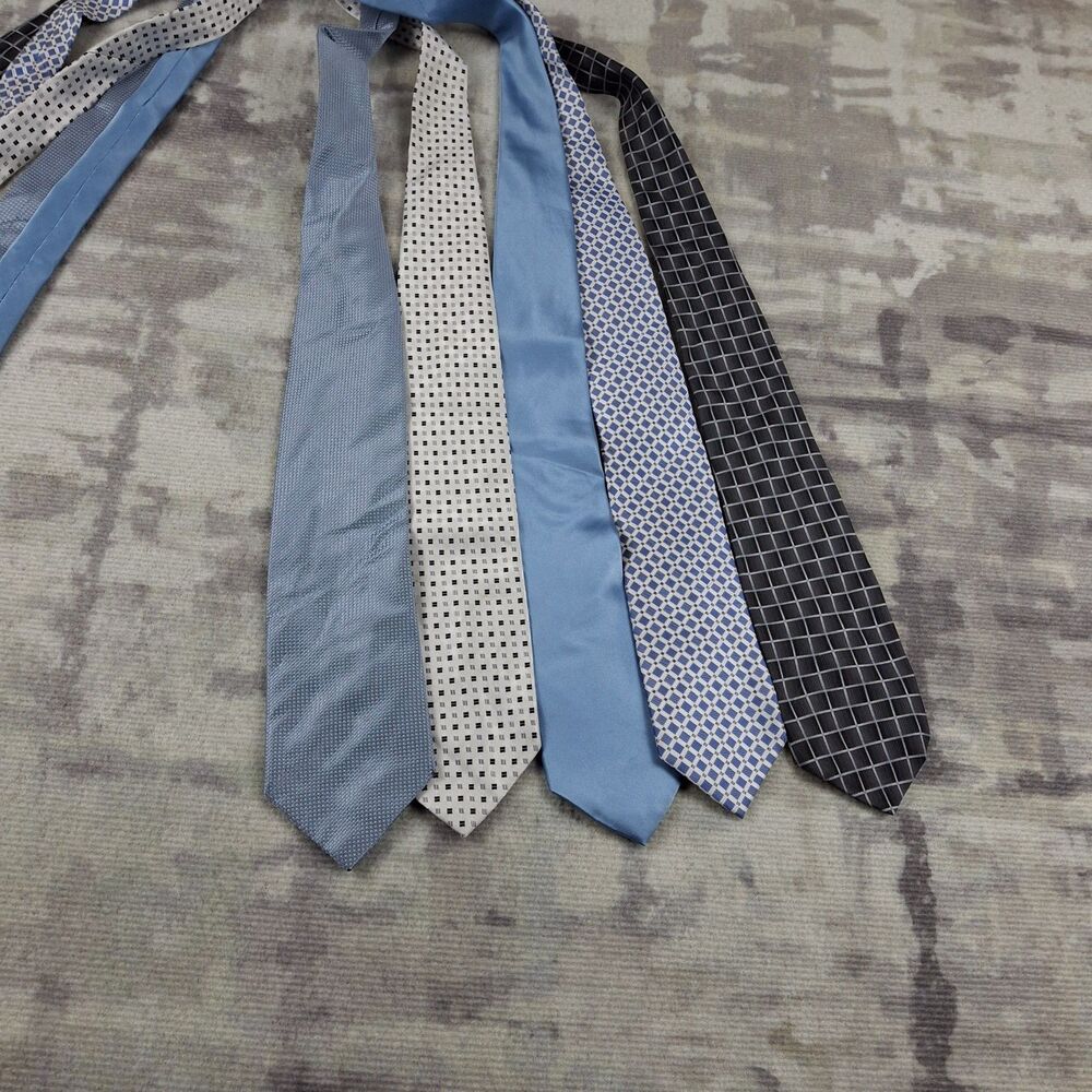 Lot of 5 Mens Silk Ties Calvin Klein Stafford Van Heusen Covington Dress Ties